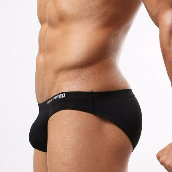 Brave Person Men's Swim Bikini Brief - Black (BP9791-BK) Contoured Pouch - Picture 12 of 13